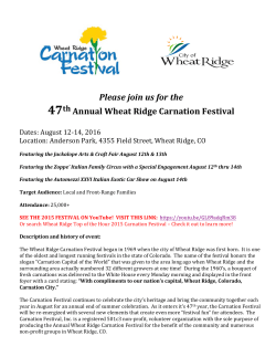 Sponsor Information for the 2016 Wheat Ridge Carnation Festival is