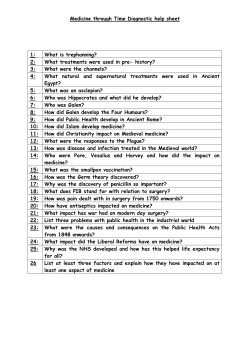 Diagnostic Sheet - Medicine Revision