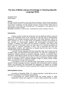 The Use of Media Literacy Knowledge in Teaching Specific