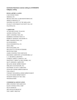Contractor Business License Listing as of 04/30/2016