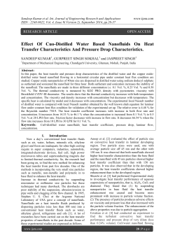 Effect Of Cuo-Distilled Water Based Nanofluids On Heat