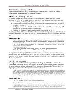 How to write a Literary Analysis ANALYSIS