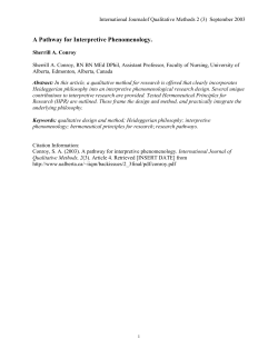 A Pathway for Interpretive Phenomenology.