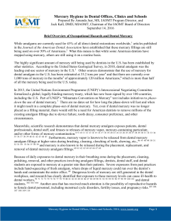 Mercury Hygiene in Dental Offices, Clinics and Schools