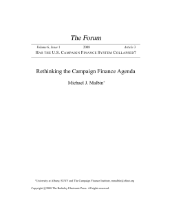 Rethinking the Campaign Finance Agenda
