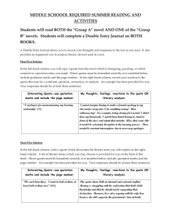 MIDDLE SCHOOOL REQUIRED SUMMER READING AND