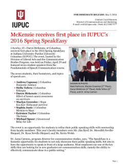 McKenzie receives first place in IUPUC`s 2016 Spring SpeakEasy
