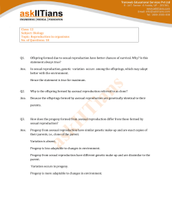 Class: 12 Subject: Biology Topic: Reproduction in