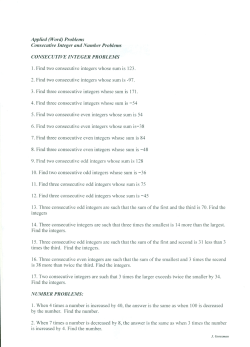 Applied (Word) Problems Consecutive Integer and Number