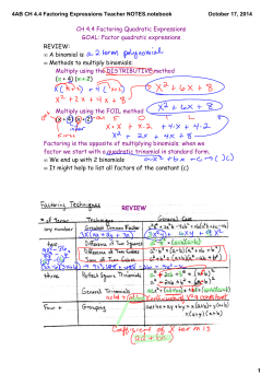 4AB CH 4.4 Factoring Expressions Teacher NOTES.notebook