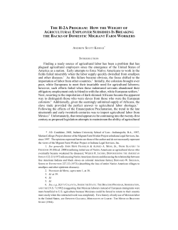 THE H-2A PROGRAM - Robert H. McKinney School of Law