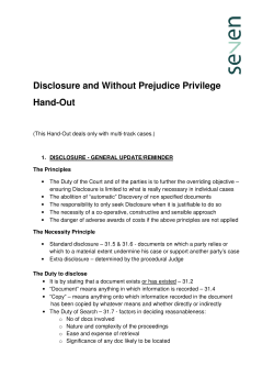Disclosure and Without Prejudice Privilege Hand-Out