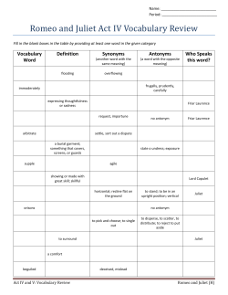 Romeo and Juliet Act IV Vocabulary Review