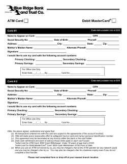 ATM Card Debit MasterCard - Blue Ridge Bank and Trust Co.