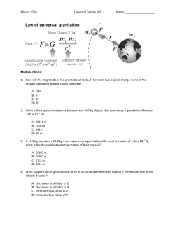 Physics 2204 Universal Gravity WS Name: Multiple Choice