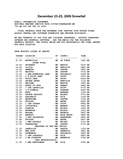 December 23-25, 2009 Snowfall