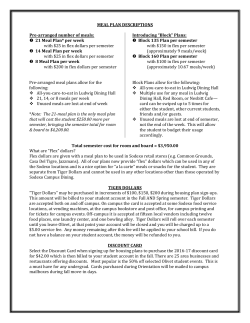 MEAL PLAN DESCRIPTIONS Pre-arranged number of meals: 21