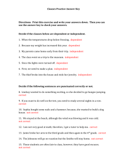 Clauses Practice Answer Key Directions: Print this exercise and