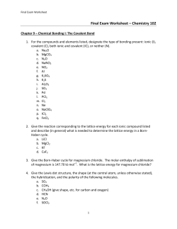 Study Worksheet, Exam 4