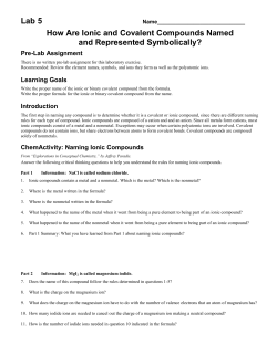 Nomenclature and Formulas of Ionic Compounds