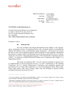 Letter to CNDC regarding the proposed