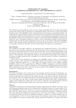 OXIDATION OF Mg(0001) - Chalmers University of Technology