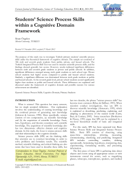 Students` Science Process Skills within a Cognitive