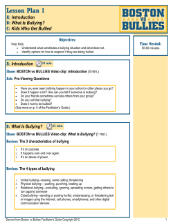 Lesson Plan 1 - Boston vs Bullies