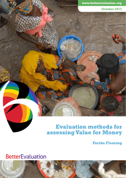 Evaluation methods for assessing Value for Money
