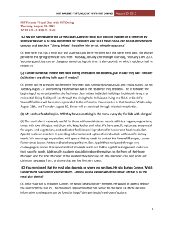 MIT PARENTS VIRTUAL CHAT WITH MIT Dining