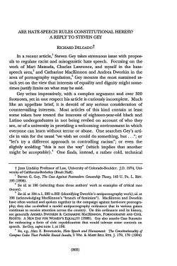 Are Hate-Speech Rules Constitutional Heresy a Reply to Steven Gey