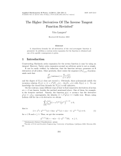 The Higher Derivatives Of The Inverse Tangent Function Revisited"