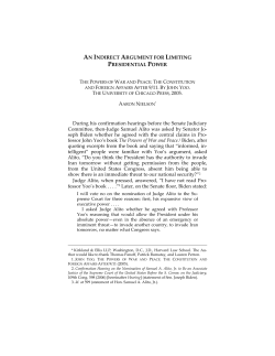 AN INDIRECT ARGUMENT FOR LIMITING PRESIDENTIAL POWER