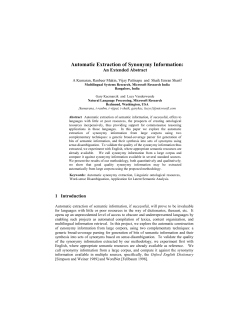 Automatic Extraction of Synonymy Information