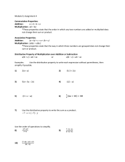 Module 0, Assignment 4 Commutative Properties: Addition: a + b = b