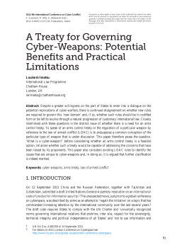 A Treaty for Governing Cyber-Weapons: Potential Benefits