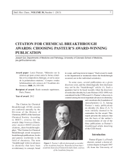 citation for chemical breakthrough awards: choosing pasteur`s