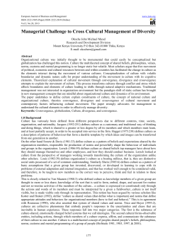 Managerial Challenge to Cross Cultural Management of Diversity