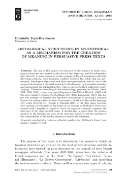 ONTOLOGICAL STRUCTURES IN AN EDITORIAL AS A
