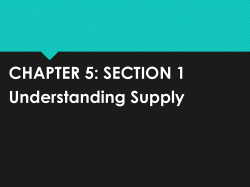 CHAPTER 5: SECTION 1 Understanding Supply