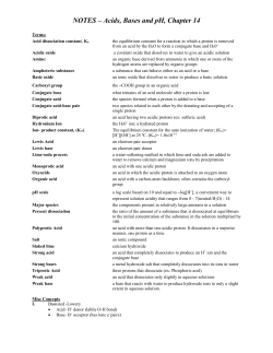 NOTES &ndash; Acids, Bases and pH, Chapter 14