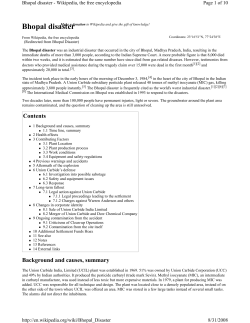 Bhopal disaster - Agriculture Defense Coalition