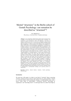 Mental &ldquo;structures&rdquo; in the Berlin school of Gestalt Psychology: can