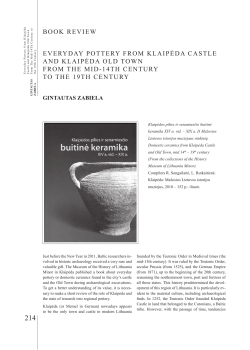 BOOK REvIEw EvERYDAY POTTERY FROM KLAIPĖDA CASTLE