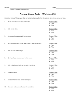 Primary Science Facts &ndash; (Worksheet 16)