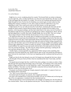 Lord of the Flies CHAPTER TWELVE Cry of the Hunters Ralph lay in