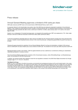 Press release Annual General Meeting approves a dividend of 60