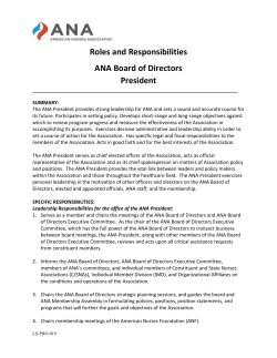 Roles and Responsibilities ANA Board of Directors President