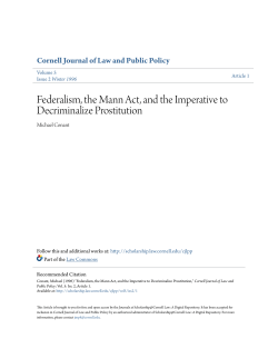 Federalism, the Mann Act, and the Imperative to Decriminalize