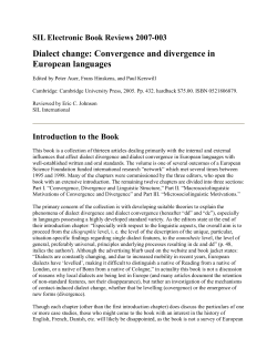 Dialect change: Convergence and divergence in European languages